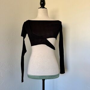Aya Muse Black Vercelli Knit Crop Top
